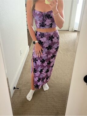 Le Lis Purple Floral Tie-Front Cami